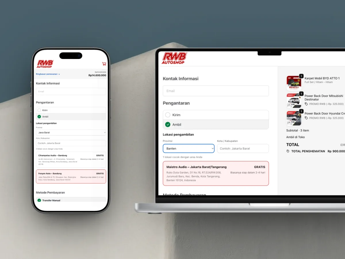 RWB Auto Shop WooCommerce checkout after Shopify-style redesign